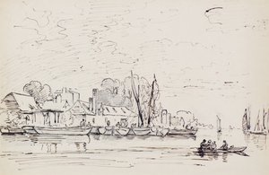 A River Scene with Barges, ca 1803 (penna)