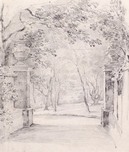 Utsikt från ingången till Bromley, ca 1810 (penna) av Amelia Long