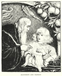 Alciphron och Florian (gravyr) av Amelia M. (attr.to) Bowerley or Bauerle