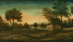 Landskap med byggnader av American 18th Century
