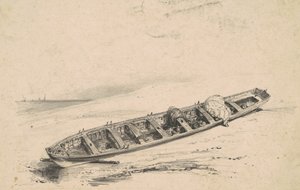 En strandad långbåt av American 19th Century