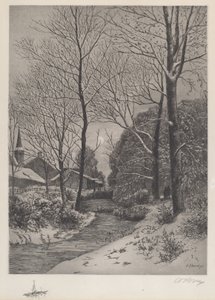 Månbelyst promenad på vintern av American 19th Century