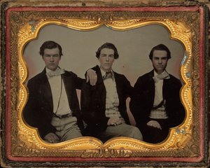 Porträtt av tre unga män av American 19th Century