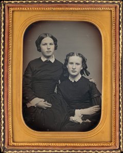 Porträtt av två flickor av American 19th Century