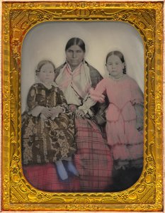 Porträtt av en kvinna och två flickor av American 19th Century
