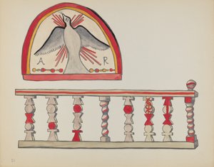 Tavla 10: Holy Ghost Lunette & Altar Rail, Chimayo: Från portföljen "Spanska kolonialdesigner i New Mexico" av American 20th Century