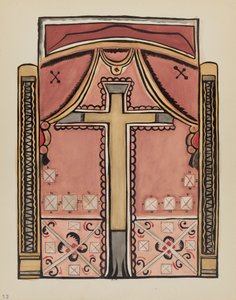 Skylt 13: Designs with Cross, Chimayo: Från portföljen "Spanska koloniala mönster i New Mexico" av American 20th Century