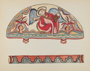 Platta 15: The Creation (Lunette): Från portföljen "Spanska koloniala mönster i New Mexico" av American 20th Century