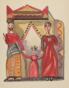 Tavla 28: Den heliga familjen: Från portföljen "Spanska kolonialdesigner i New Mexico" av American 20th Century