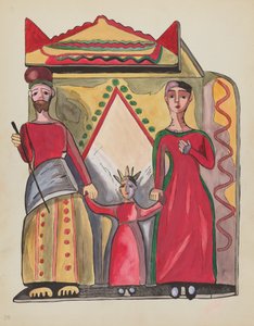 Tavla 28: Den heliga familjen: Från portföljen "Spanska kolonialdesigner i New Mexico" av American 20th Century