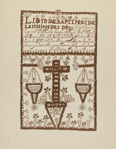 Platta 2: Jemez dopbok: Från portföljen "Spanska kolonialdesigner i New Mexico" av American 20th Century