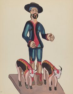 Skylt 30: Saint Isidore: Från portföljen "Spanska koloniala mönster i New Mexico" av American 20th Century