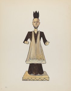 Skylt 39: St. John Nepomuk Bulto: Från portföljen "Spanska koloniala mönster i New Mexico" av American 20th Century