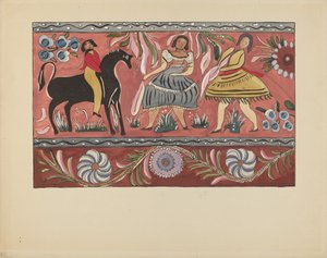 Skylt 42: Målad bröstdesign: Från portföljen "Spanska koloniala mönster i New Mexico" av American 20th Century