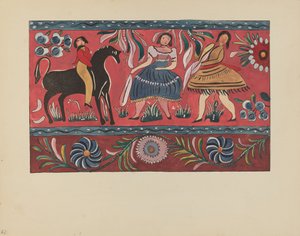 Skylt 42: Målad bröstdesign: Från portföljen "Spanska koloniala mönster i New Mexico" av American 20th Century