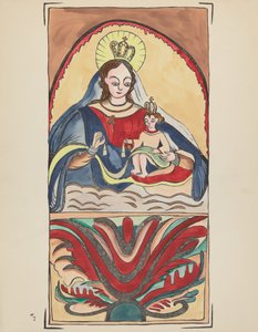 Plåt 7: Our Lady of Mt. Carmel: Från portföljen "Spanska kolonialdesigner i New Mexico" av American 20th Century