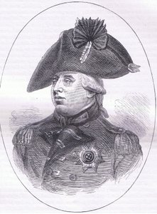 King George III, illustration från Cassells History of the United States publicerad av Cassell, Petter & Galpin, c.1900 (litho) av American English school