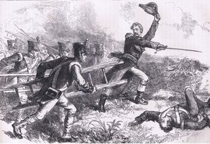 Pakenham leder attacken av New Orleans, illustration från Cassells History of the United States publicerad av Cassell, Petter & Galpin, c.1900 (litho) av American English school