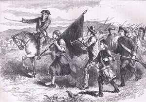 Folkmassan på Springfield med den svarta flaggan, illustration från Cassells History of the United States publicerad av Cassell, Petter & Galpin, c.1900 (litho) av American English school