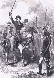 Självständighetsförklaringen uppläst för armén, illustration från Cassells History of the United States publicerad av Cassell, Petter & Galpin, c.1900 (litho) av American English school