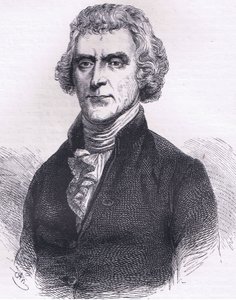 Thomas Jefferson, illustration från Cassells History of the United States publicerad av Cassell, Petter & Galpin, c.1900 (litho) av American English school