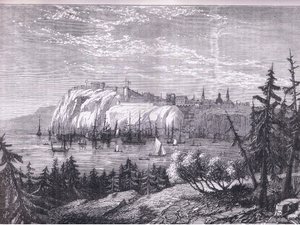 View of Quebec, illustration från Cassells History of the United States publicerad av Cassell, Petter & Galpin, c.1900 (litho) av American English school