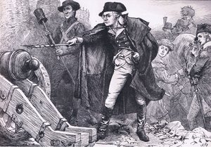 Washington vid belägringen av Yorktown, illustration från Cassells History of the United States publicerad av Cassell, Petter & Galpin, c.1900 (litho) av American English school