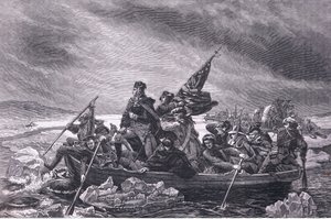 Washington korsar Delaware, illustration från Cassells History of the United States publicerad av Cassell, Petter & Galpin, c.1900 (litho) av American English school