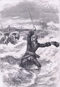Wolfe landar i Louisburg, illustration från Cassells History of the United States publicerad av Cassell, Petter & Galpin, c.1900 (litho) av American English school