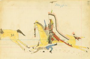 Skata, ylande varg, södra Cheyenne av American Native