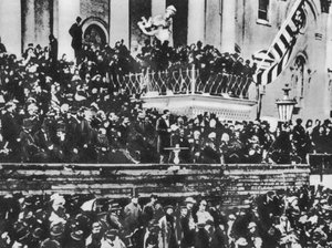 Abraham Lincolns andra invigning, 4 mars 1865 (s/v foto) av American Photographer (after)