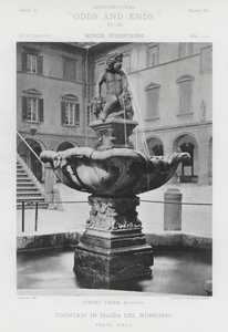 Fontän på Piazza Del Municipio, Prato, Italien (svart/vitt foto) av American Photographer (after)