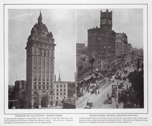 San Francisco: Spreckles or Call Building, Market Street; Market Street, som visar Chronicle Building (s/v foto) av American Photographer (after)
