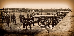 Första Connecticut Heavy Artillery bemannade vapen i Fort Richardson, sent 1861