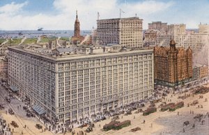 Chicago: Marshall Field and Company från State and Randolph Streets, butikslokalerna för världens största butik (färgfoto) av American Photographer