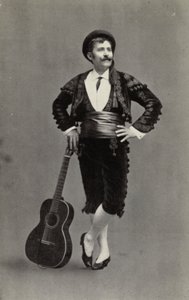 Guiseppe Campanari, som Figaro, i "Barberaren i Sevilla" (svartvitt foto) av American Photographer