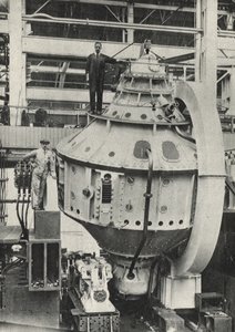 Gyrostabilisator från det italienska linjeskeppet Conte di Savoia (svartvitt foto) av American Photographer