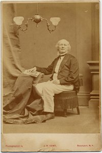 Horace Greeley (1811-72), amerikansk politiker och tidningsredaktör, foto av J H Kent, Brockport, New York (albumfoto) av American Photographer