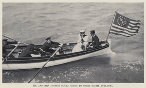 Herr och fru George Gould går till sin Yacht Atalanta (s/v foto) av American Photographer