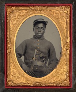 Porträtt av en soldat,ca. 1863 (foto) av American Photographer