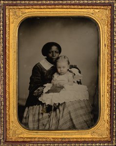 Porträtt av en kvinna och ett barn,ca. 1860 (foto) av American Photographer