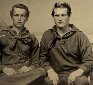 Porträtt av två sjömän i Union Uniform, c.1861 (blecktypfoto)