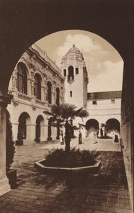 San Diego: Patio of Southern California Counties Building, Panama-California Exposition (svartvitt foto) av American Photographer