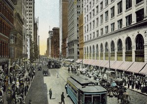 State Street, ser norrut från Van Buren Street (färgat foto) av American Photographer