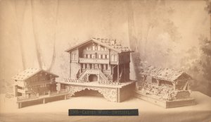 Schweiziska stugor, snidade modeller, Philadelphia Centennial International Exhibition, 1876 (silveralbumintryck) av American Photographer