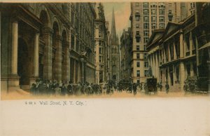 Wall Street, New York City. Vykort skickat 1913. av American Photographer