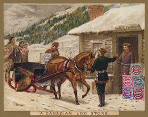 En kanadensisk timmerbutik, Huntley and Palmer Advert av American School