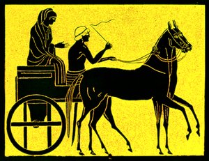 En grekisk vagn, illustration från History of Greece av Victor Duruy, publicerad 1890 (digitalt förbättrad bild) av American School