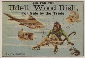 God jul, handelskort reklam Udell trärätter av American School
