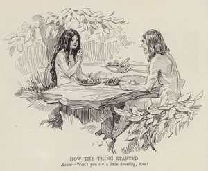 Adam och Eva i Edens lustgård (litografi) av American School